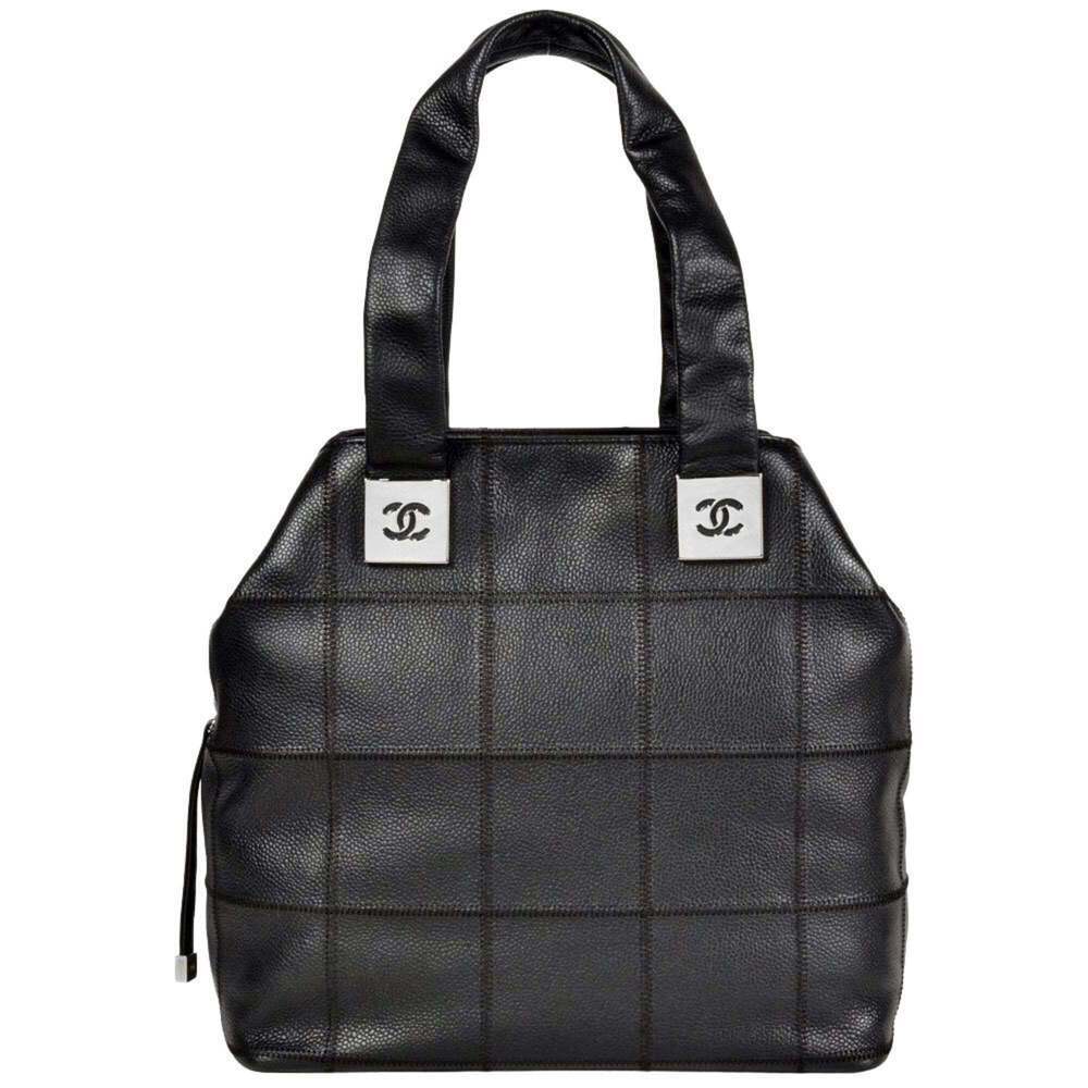 CHANEL Black Caviar Leather Logo Tote Bag - Picture 2 of 8